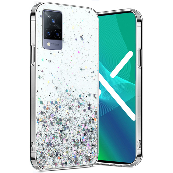 Case for Vivo V21 5G, Glittery, transparent
