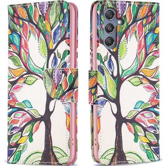 Flip case for Samsung Galaxy M34, Wallet, tree of life, white