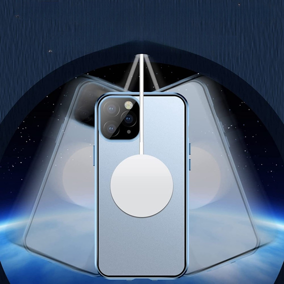 Magnetic Dual Glass MagSafe case for iPhone 13 Pro Max, blue