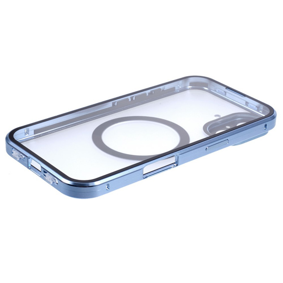 Magnetic Dual Glass MagSafe case for iPhone 16, blue