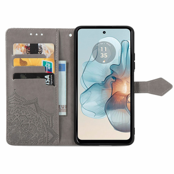 Flip case for Motorola Moto G24 / G24 Power / G04, Mandala, grey