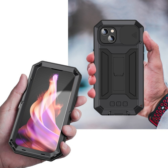 Case for iPhone 15, R-JUST CamShield Slide, armoured, black