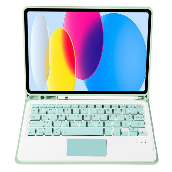 Case + keyboard iPad 10.9 2022 10 Gen, TouchPad Pen Slot, light green