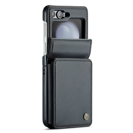 CASEME flip case for Samsung Galaxy Z Flip5 5G, Litchi Wallet, black