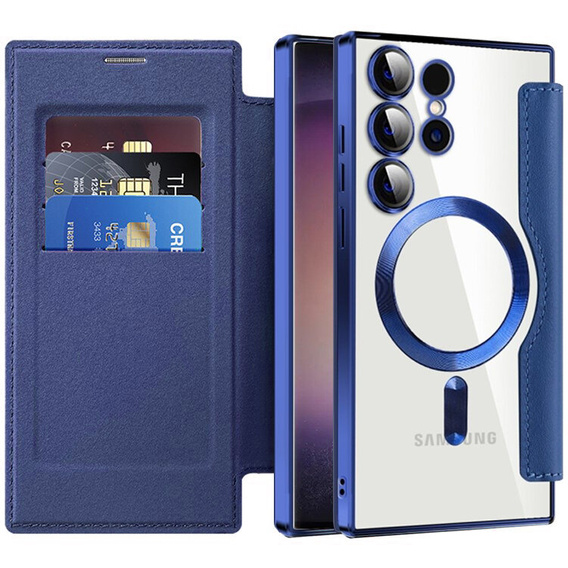 Flip case for Samsung Galaxy S24 Ultra, RFID Wallet MagSafe CamShield, dark blue