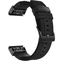 Canvas+Leather strap for Garmin Fenix 5/6/6 Pro / 7 / Forerunner 935/945 - black