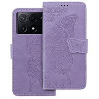 Flip case for Xiaomi Poco F6 Pro, Butterfly, purple