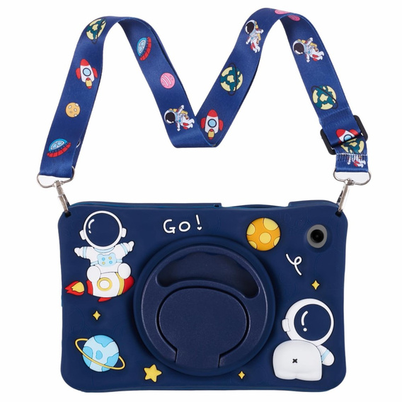 Children's Silicone Case for Samsung Galaxy Tab A11 / A9 T220 X110 / X117, Armored, Astronaut, Navy Blue