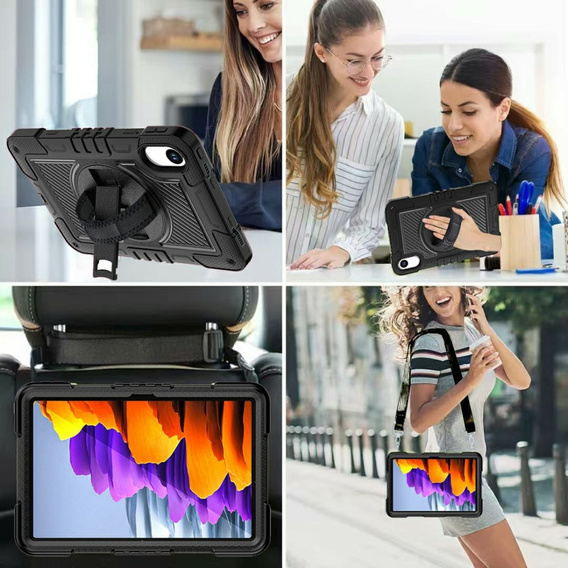 Armoured case for Xiaomi Redmi Pad 2, with stand and shoulder strap – black