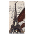 Flip case for Motorola Moto E13, Wallet, Eiffel Tower, white
