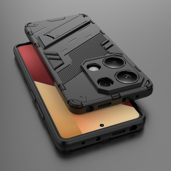Case for Xiaomi Redmi Note 13 Pro 4G / Xiaomi Redmi Note 14S / Xiaomi Poco M6 Pro 4G, Military kickstand, black