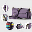 Case CASEME for Samsung Galaxy S24 FE, RFID Leather Wallet, with shoulder strap, purple