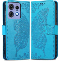 Flip case for Motorola Edge 50 Pro, Butterfly, blue