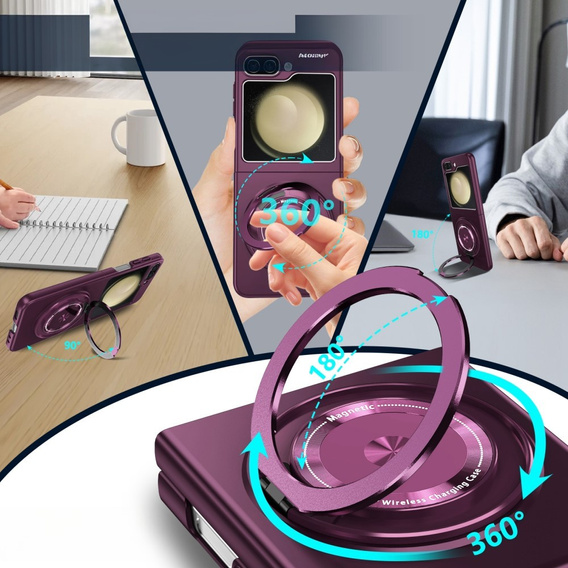 GKK case for Galaxy Z Flip 5 5G, Corners Dropproof MagSafe, clear / purple