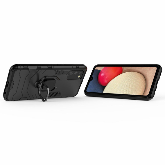 Case for Samsung Galaxy A02S, Kickstand Ring, black