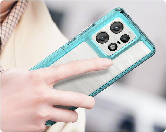 Case for Motorola Edge 50 Pro, Fusion Hybrid, transparent / blue