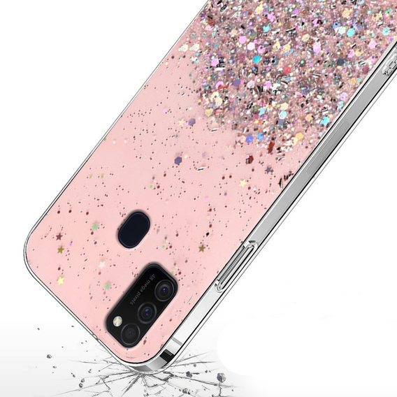 Case for Samsung Galaxy M21, Glittery, pink