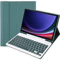 Case + keyboard Samsung Galaxy Tab S9, Leather Pen Slot, dark green