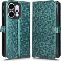 Flap case for Oppo Reno 14, Wallet Rhombus, green