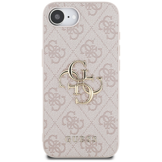 GUESS Case for iPhone 16E, 4G Big Metal Logo, pink