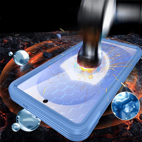 Shockproof case with glass, for MagSafe for Samsung Galaxy S26 Plus, blue