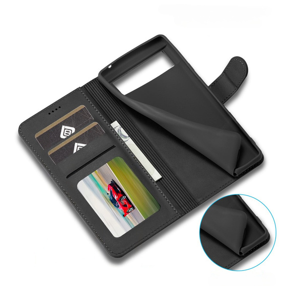 Flip case for Google Pixel 8A, LC.IMEEKE, black