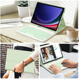 Case + keyboard Samsung Galaxy Tab S9 FE, Leather Pen Slot, light green
