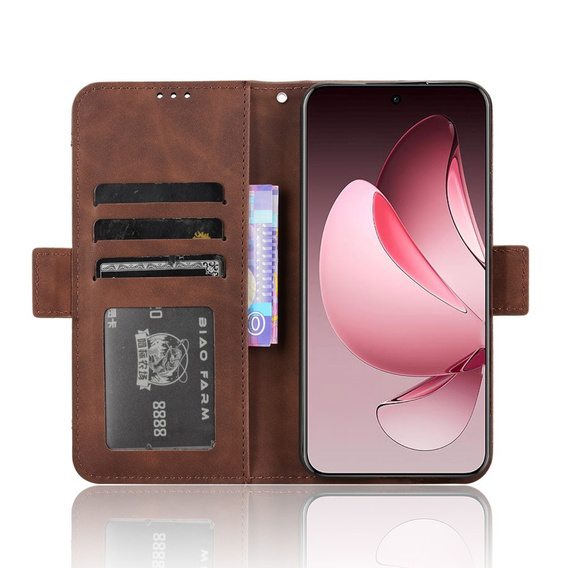 Flip case for Oppo Reno 13 Pro, Card Slot, brown