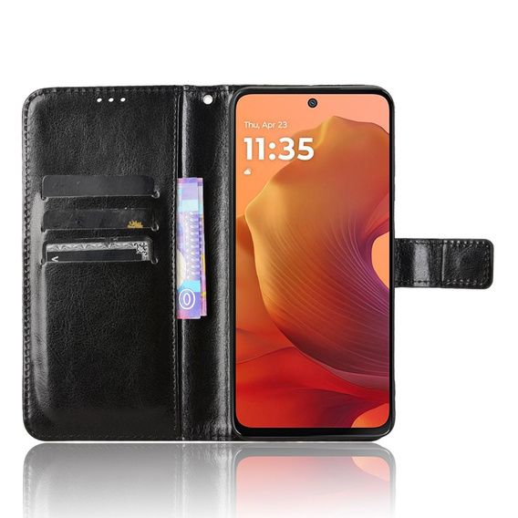 Flip case for Motorola Moto G15 / Motorola Moto G15 Power, Crazy Horse Wallet, black