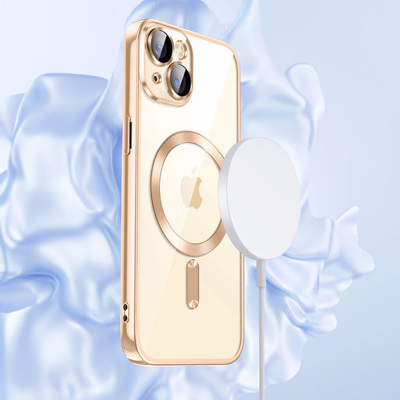 Case for iPhone 15, Electro MagSafe, gold + Screen Glass