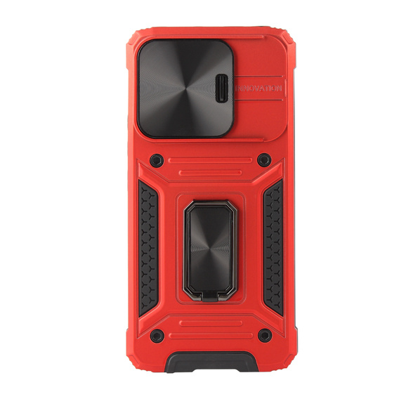 Armored Case for Xiaomi Redmi Note 13 Pro 5G, CamShield Slide, red + Tempered Glass 9H