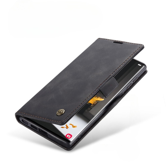 CASEME case for Samsung Galaxy S22 Ultra, Leather Wallet Case, black