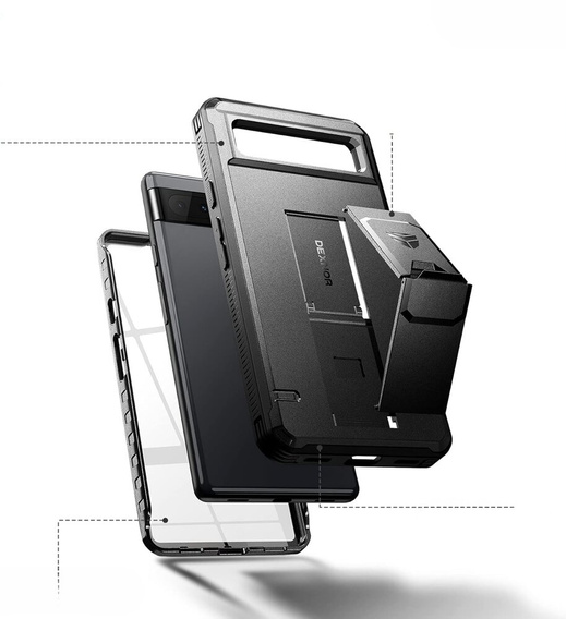 Armored case for Google Pixel 6a, Dexnor Full Body, black