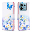 Flip case for Xiaomi Redmi Note 13 Pro 5G, Wallet, Butterfly & Flowers white