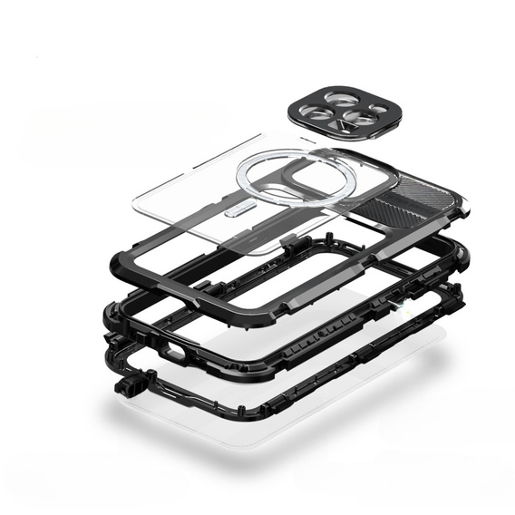 IP68 Waterproof Case for iPhone 15 Pro, SHELLBOX MagSafe, black