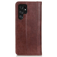 Case for Samsung Galaxy S23 Ultra, Wallet Litchi Leather, brown