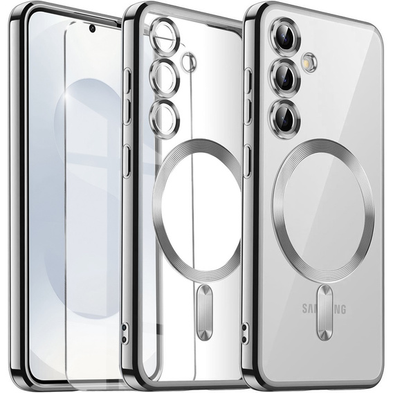 Case for Samsung Galaxy S25+ Plus, Electro MagSafe, silver + Screen Glass