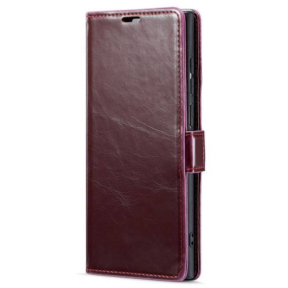 Flip case for Samsung Galaxy S23 Ultra, ERBORD Waxy Wallet, red