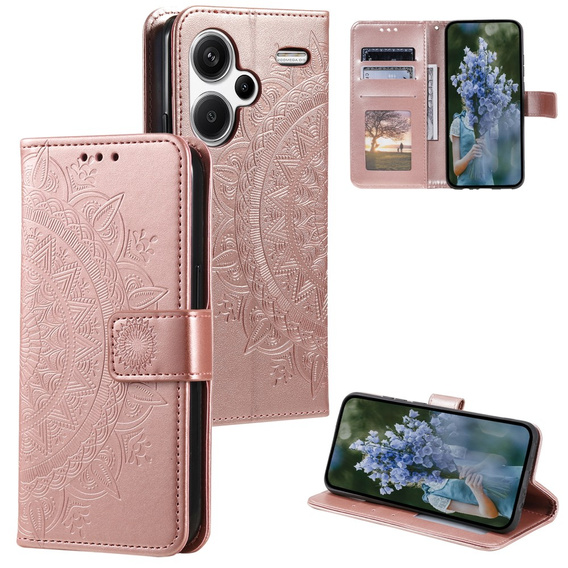 Flip case for Xiaomi Redmi Note 13 Pro+, Mandala, pink rose gold