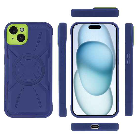 Case for iPhone 15, ERBORD Armor Mag, blue