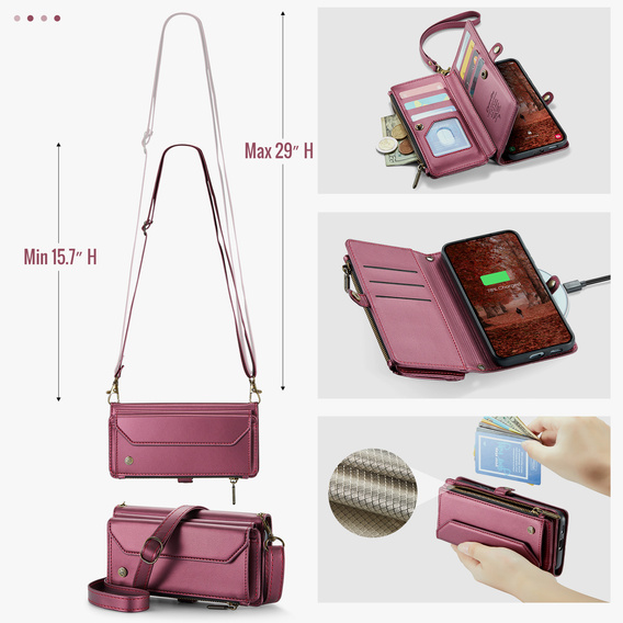 CASEME RFID Leather Wallet Case for Samsung Galaxy A57 5G, red