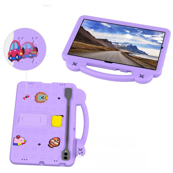 Children's case for Samsung Galaxy Tab S10+ Plus, Cute Patterns, with stand, purple