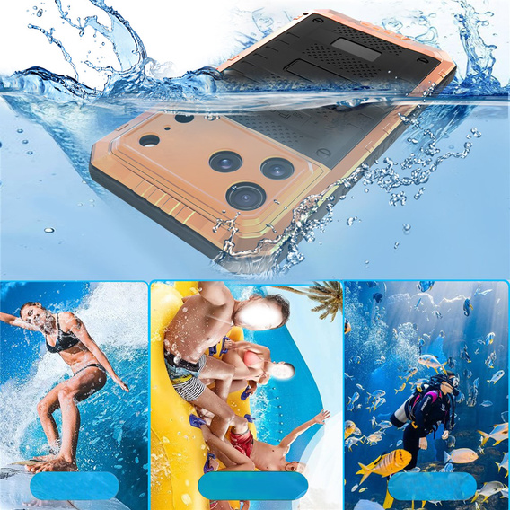 IP68 waterproof case for iPhone 17 Pro Max, orange