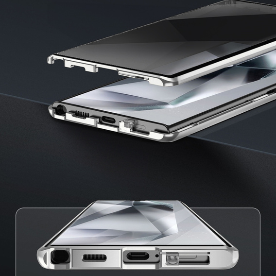 Case for Samsung Galaxy S24 Ultra, Privacy Dual Glass, silver