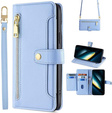 Flip case for Xiaomi Poco F6 Pro, Wallet Zipper Pocket, blue