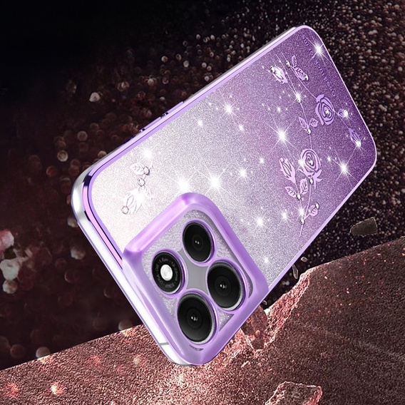 Case for Motorola Moto G86 5G, Glitter Flower, purple
