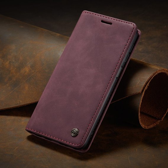 CASEME case for Xiaomi Redmi Note 10 / 10S, Leather Wallet Case, maroon