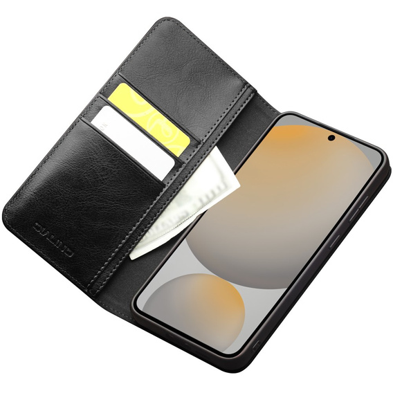 Flip case for Samsung Galaxy S25 FE, QIALINO Leather Wallet, black