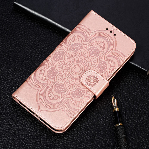 Flip case for Xiaomi Redmi Note 9s/ 9 Pro, Mandala Flower, pink rose gold