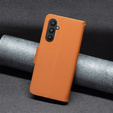 Flip case for Samsung Galaxy A25 5G, Wallet Litchi Leather, brown + 9H glass